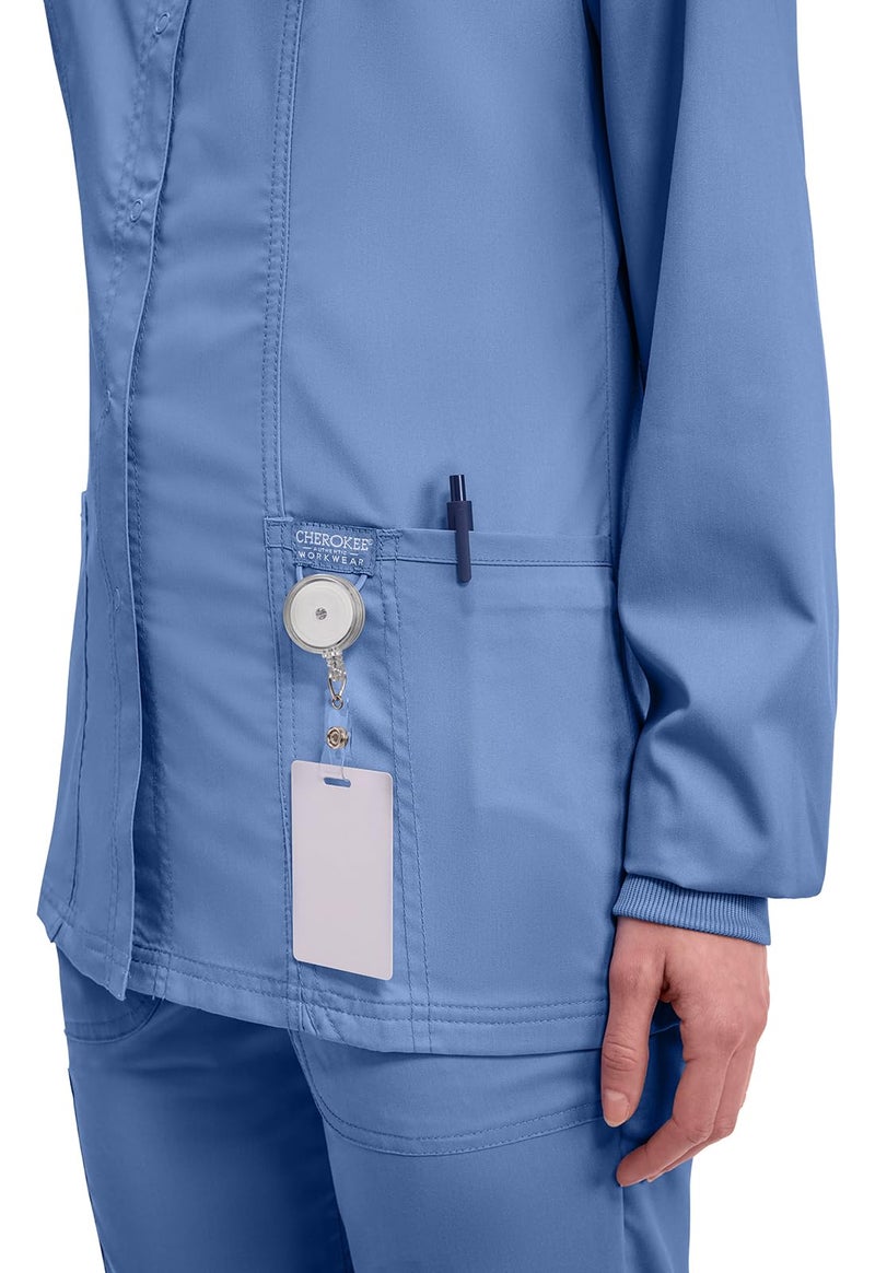 Cherokee Women's Snap Front Warm-up Jacket, Ciel, Medium - Image 2